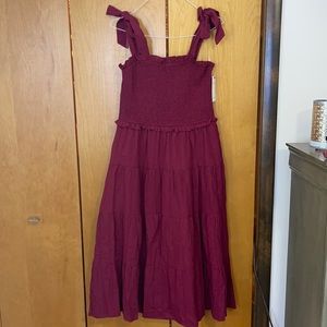 Wine colored midi dress